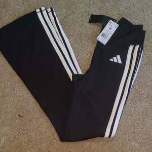 Adidas Kids Black Joggers with White Stripes